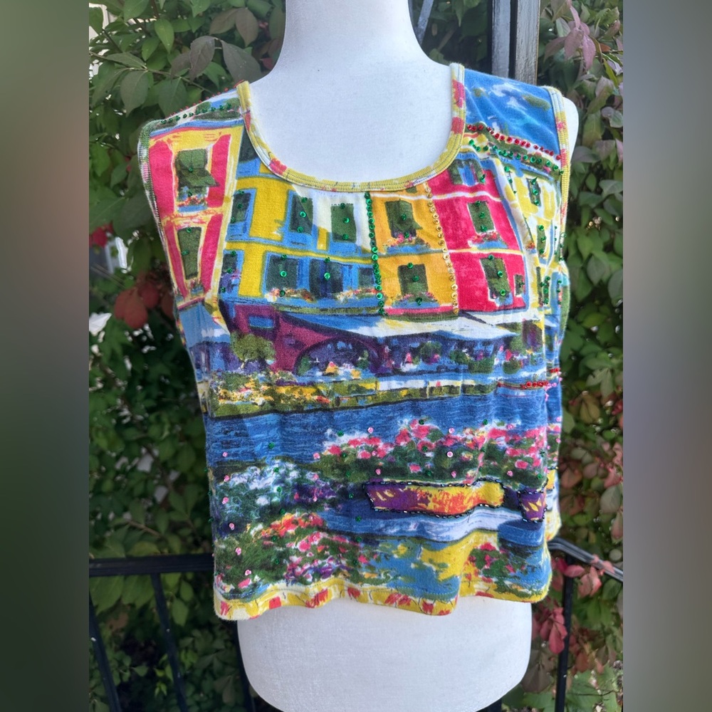 Colorful Scenic Print Tank Top